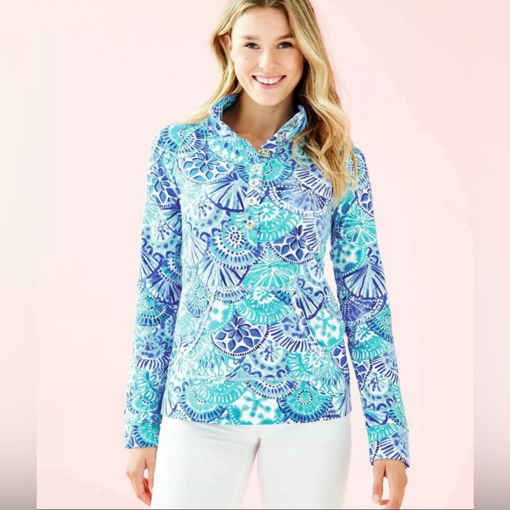 Lilly Pulitzer - Captain Popover Turquoise Oasis Half Shell - Sz S